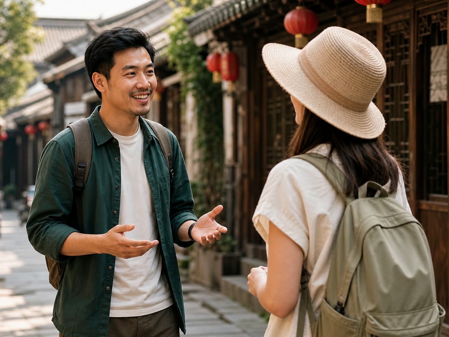 Traveller meeting a local guide